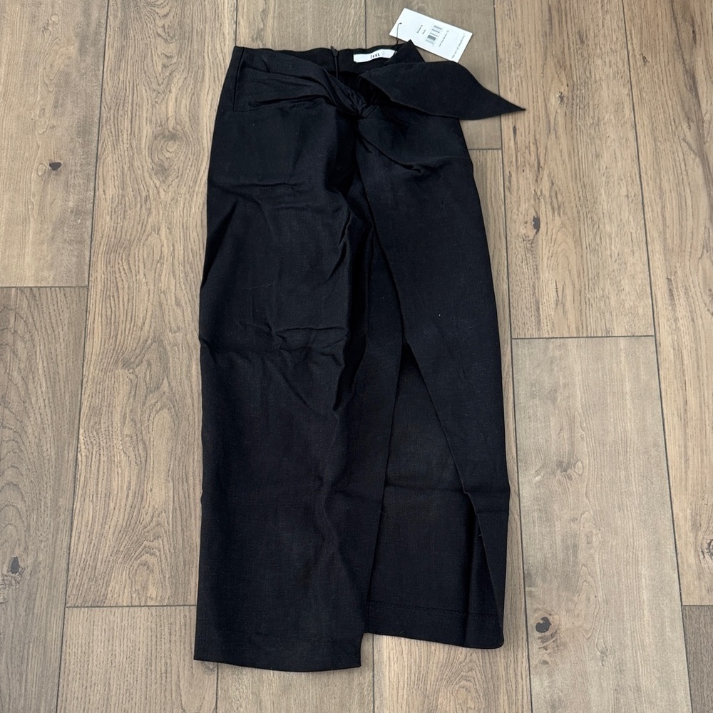 NWT Boa Because of Alice Black Linen Wrap Midi Skirt XS